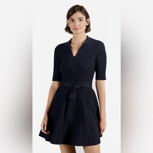 Ted Baker Navy Knit Fit-and-Flare Dress